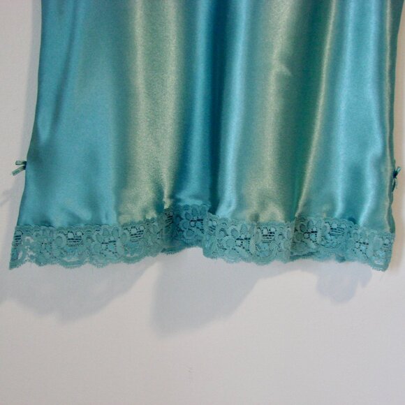 La Vie En Rose Satin Lace Camisole Turquoise Blue Green Babydoll Medium Large - Picture 11 of 11